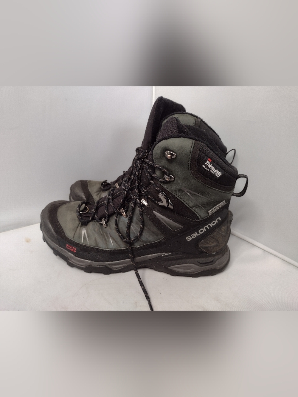 Salomon Mens Ultra Trek GTX Boots 9 Green Leather Outdoor Trail Hiking